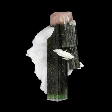 Tourmaline (doubly-terminated) with Albite