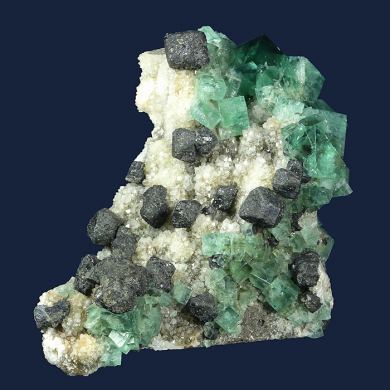 Fluorite with Galena on Quartz