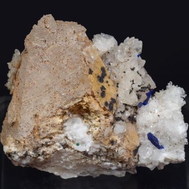 Azurite with Calcite and Quartz