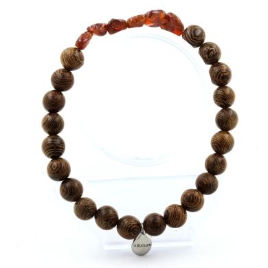 Spessartine Garnet from Mozambique + wood Bracelet 8 mm Beads.