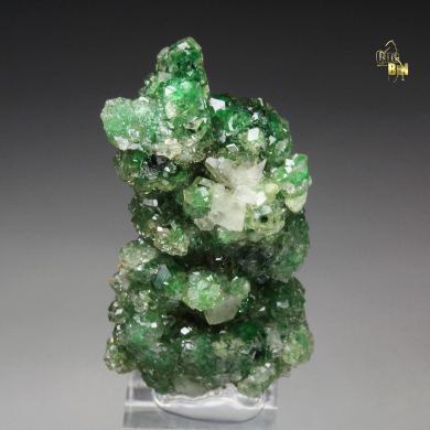 gem GARNET var. GROSSULAR with GREEN CHROMIAN PHANTOMS, PREHNITE