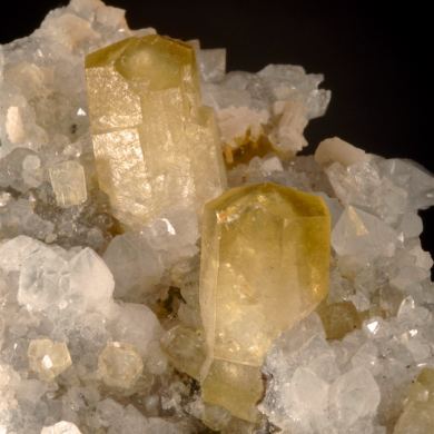 Calcite -Pineapple habit, on Quartz with Fluorite and Dolomite
