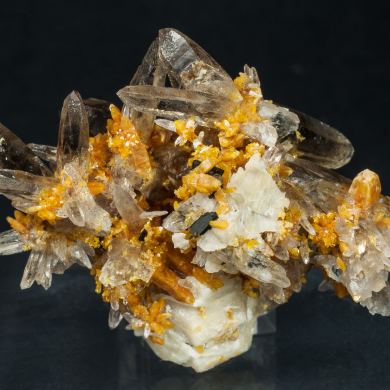 Zircon with Quartz (variety smoky), Orthoclase and Aegirine