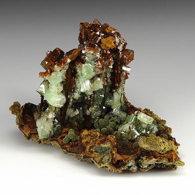 Adamite with Austinite, Goethite