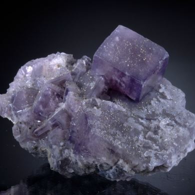 Fluorite with Chalcopyrite, Quartz