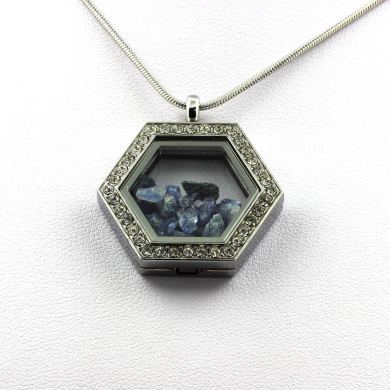 Raw Benitoite necklace.