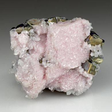 Rhodochrosite with Pyrite, Quartz