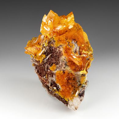 Wulfenite with Mimetite, Barite