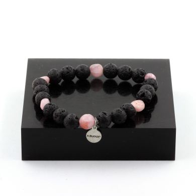 Kunzite from Brazil + Lava Bracelet 8 mm Beads.