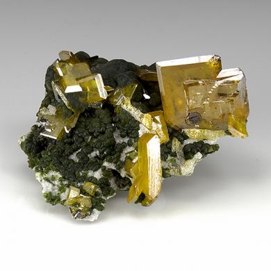 Wulfenite with Duftite, Calcite
