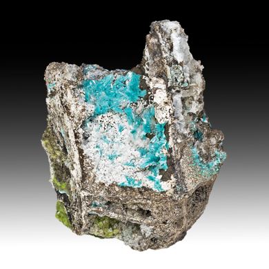 Aurichalcite with Hemimorphite, Calcite