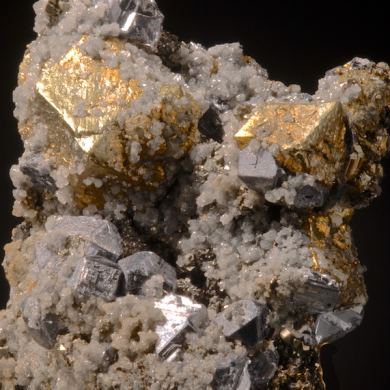 Chalcopyrite with Galena, Pyrite and Calcite