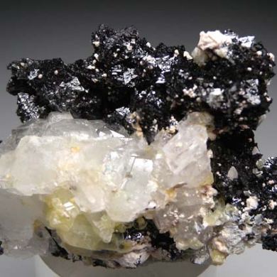 Hausmanite with Calcite, Ettringite