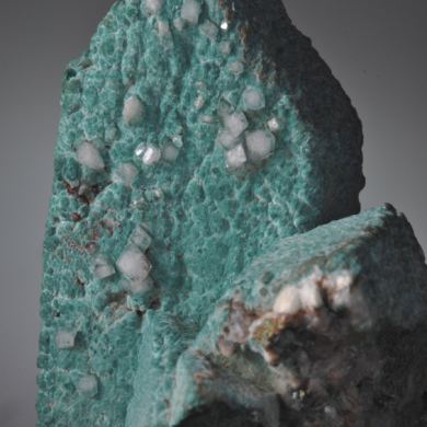 Rosasite on Malachite ps. after Azurite crystals
