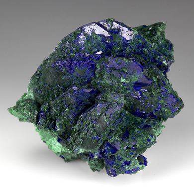 Azurite on Malachite after Azurite
