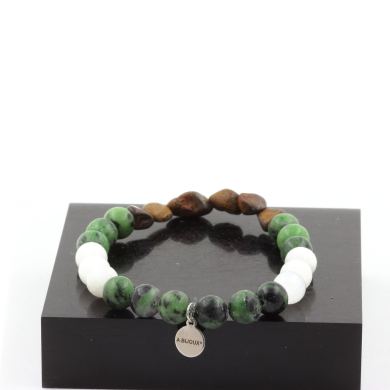 Boulder Opal from Australia + Epidote from Australia + Selenite from Morocco 8 mm beads Bracelet.
