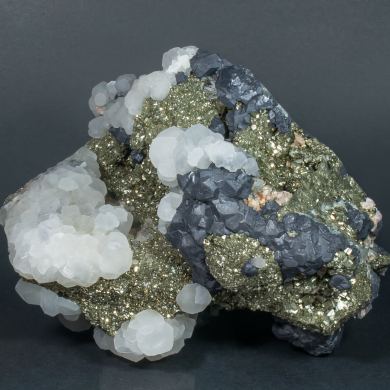 Pyrite after Pyrrhotite with Galena, Calcite, Quartz and Dolomite
