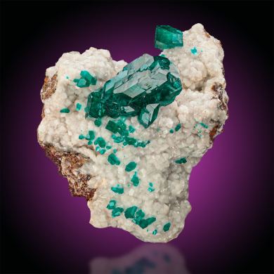 Dioptase  on Calcite