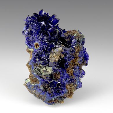 Azurite with Olivenite