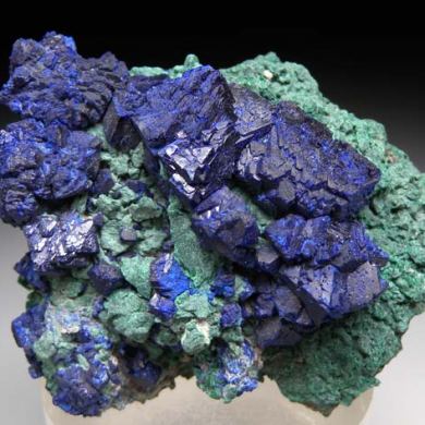 Azurite on Malachite