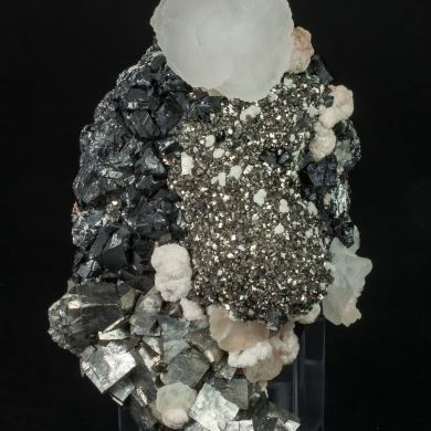 Arsenopyrite with Calcite, Pyrite, Sphalerite and Rhodochrosite