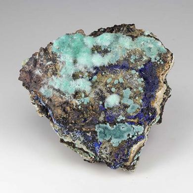 Aurichalcite with Azurite, Rosasite