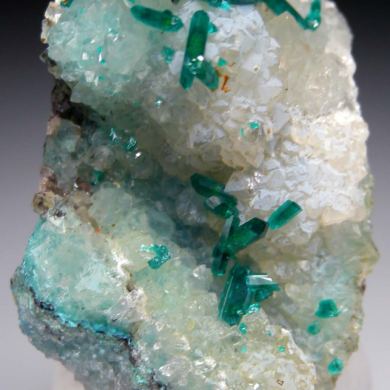 Dioptase on Quartz