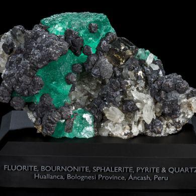 Fluorite, Bournonite, Sphalerite, Pyrite & Quartz from Peru