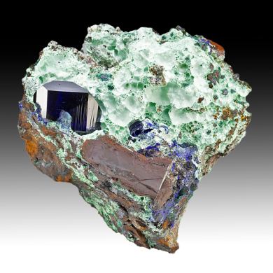 Azurite with Malachite