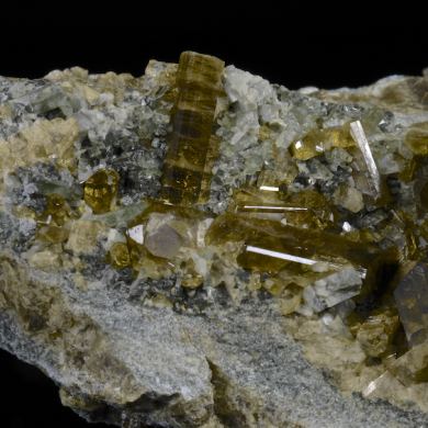 Epidote gemmy crystals with minor Byssolite