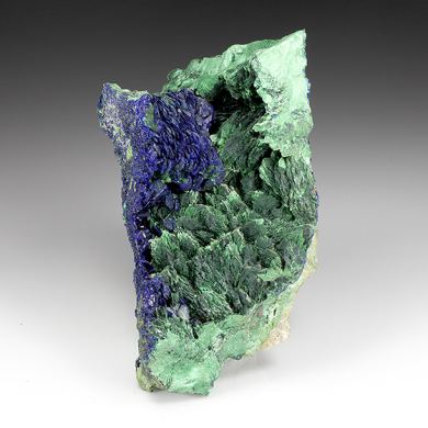 Azurite with Malachite after Azurite