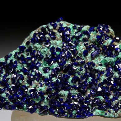 Azurite, Chlorargyrite on Malachite