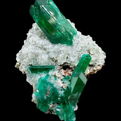 Dioptase, quartz