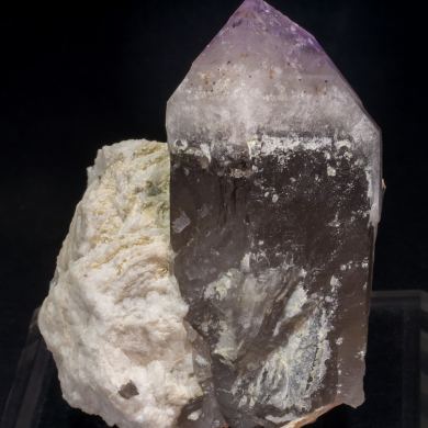 Quartz (variety amethyst) with Quartz (variety smoky) and Microcline