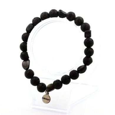 Hypersthene from Egypt + Lava Bracelet 8 mm Beads.