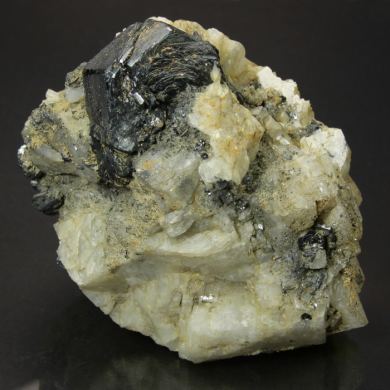 Hematite ( var. Eisenrose ) on Adularia with Rutile and Quartz
