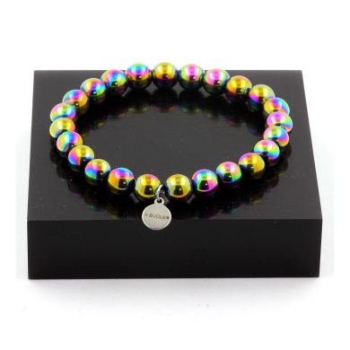 Multicolor Hematite Bracelet 8 mm Beads.