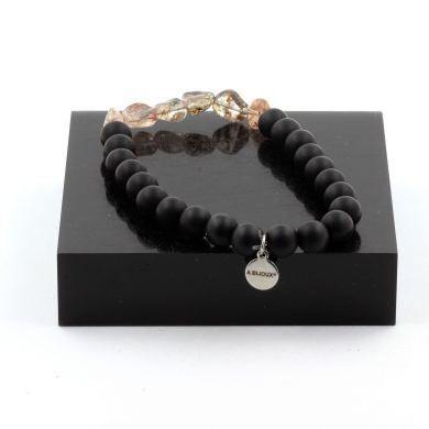 Super Seven (Melody's Stone) from Brazil + Matte Black Onyx Bracelet 8 mm Beads.