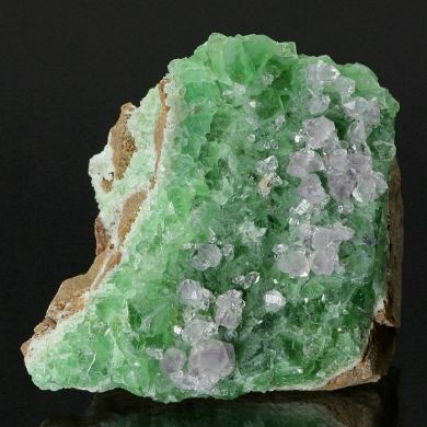 Quartz ( var. Amethyst ) on Fluorite