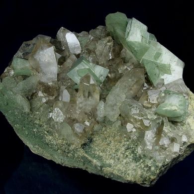 Orthoclase ( var. Adularia ) on Smoky Quartz with Gwindel Quartz