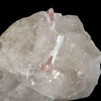 Elbaite with Spodumene on Quartz