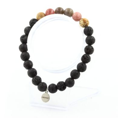 Sapphire from Mogok, Burma, Myanmar + Sunstone + Landscape Jasper + Lava Bracelet 8 mm Beads.