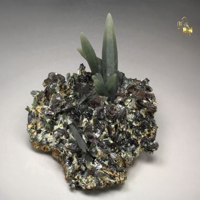 QUARTZ var. PRASE, HEMATITE var. IRON ROSE
