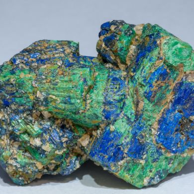 Chalcostibite with Azurite and Malachite