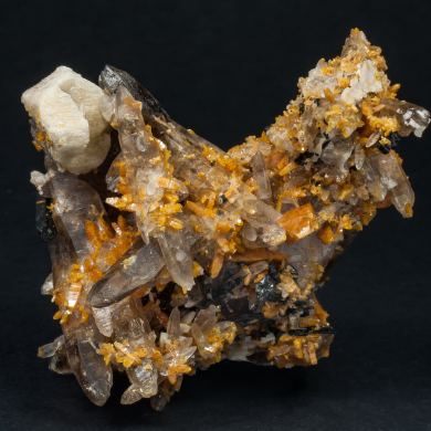 Zircon with Quartz (variety smoky), Orthoclase and Aegirine