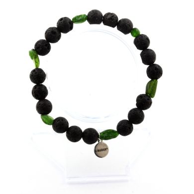 Diopside from Brazil + Lava Bracelet 8 mm Beads.