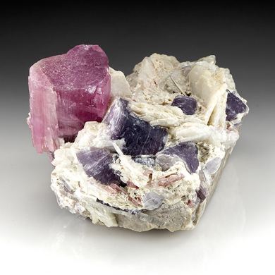 Elbaite with Lepidolite, Albite