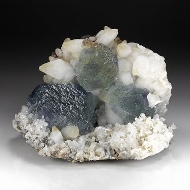 Fluorite with Calcite, Quartz