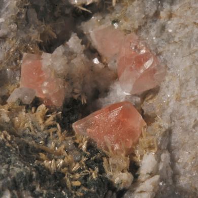 Pink Fluorite with Clinozoisite, Rhombic Adularia, Clinochlore etc.