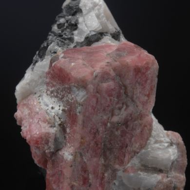 Rhodonite on Calcite with Franklinite